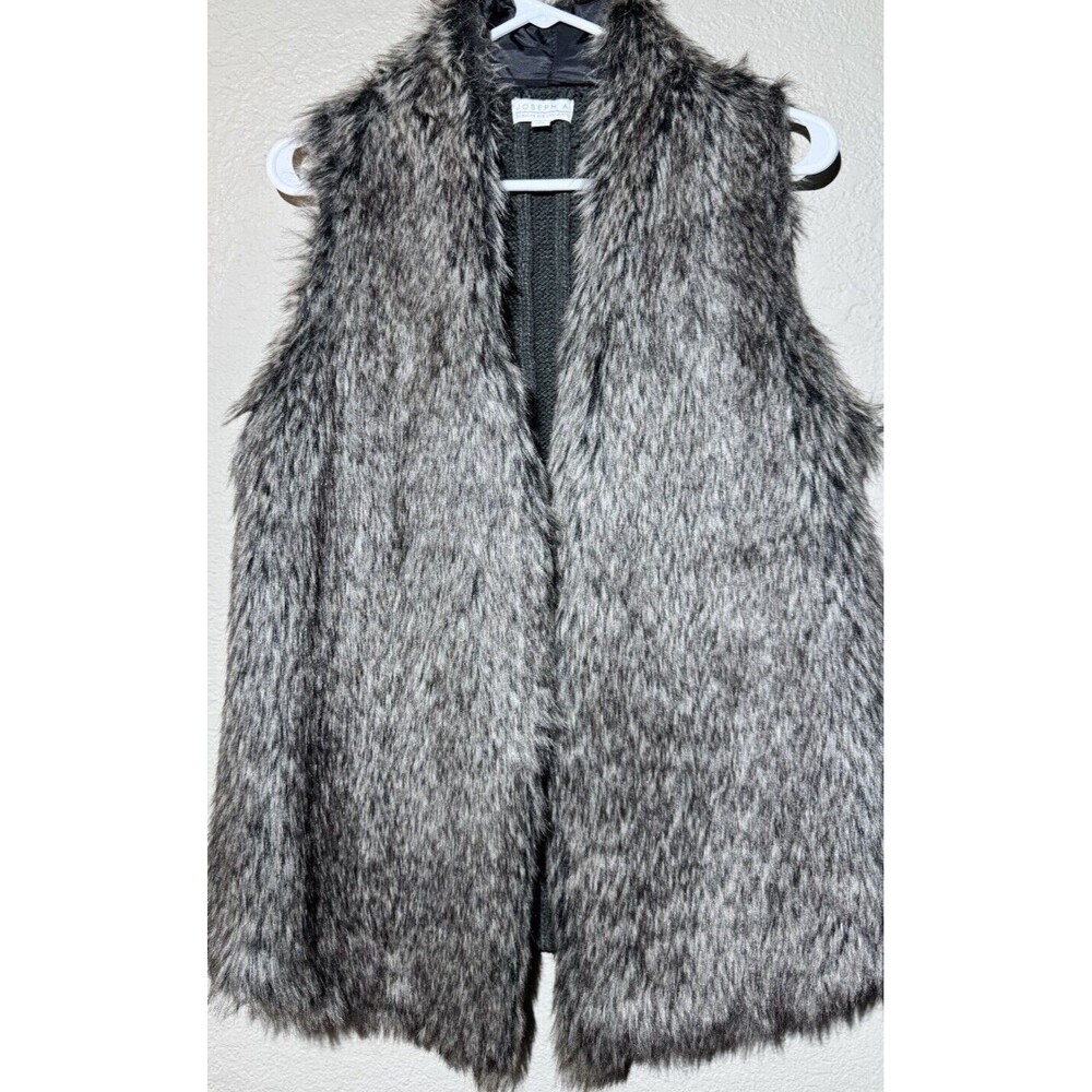 Joseph A Faux Womens LARGE Fur Vest Grey